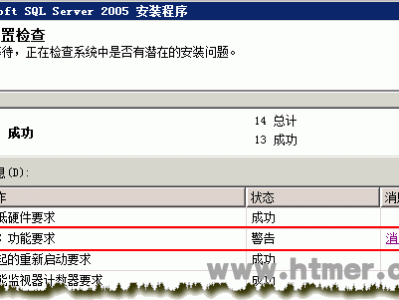 SQL Server 2005安装时出现IIS功能要求警告的解决方法