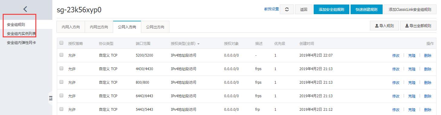 阿里云安全组规则里面添加规则