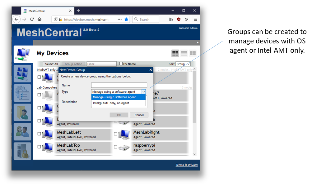 Intel AMT设备组管理界面